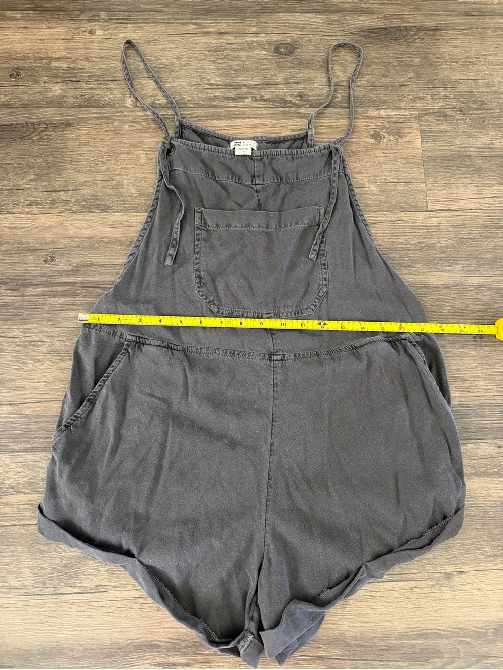 BILLABONG Wild Pursuit Womens Romper Off Black Short Charcoal Denim Overalls L - Picture 14 of 14